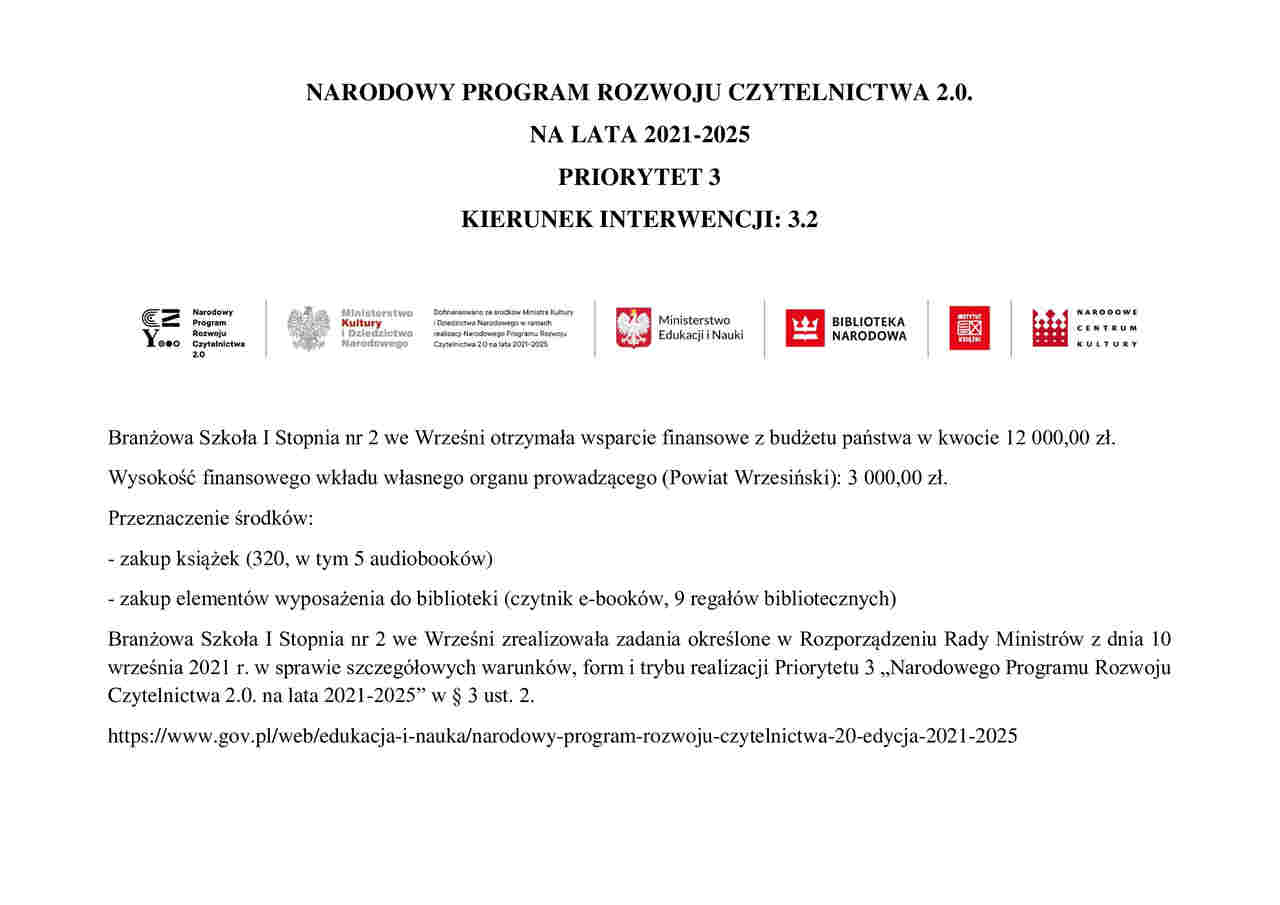 NARODOWY PROGRAM ROZWOJU CZYTELNICTWA 2.0. NA LATA 2021-2025