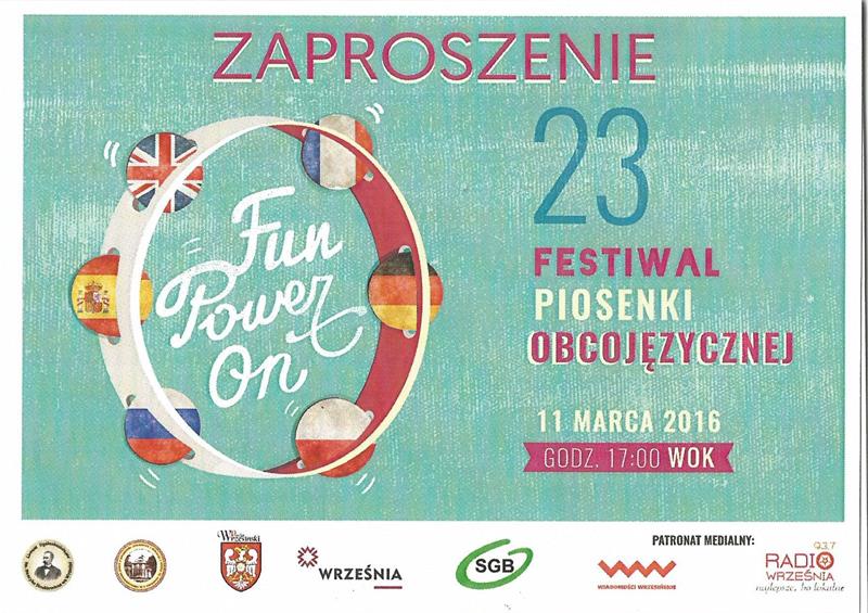 23 FESTIWAL PIOSENKI OBCOJĘZYCZNEJ „FUN-POWER-ON!”