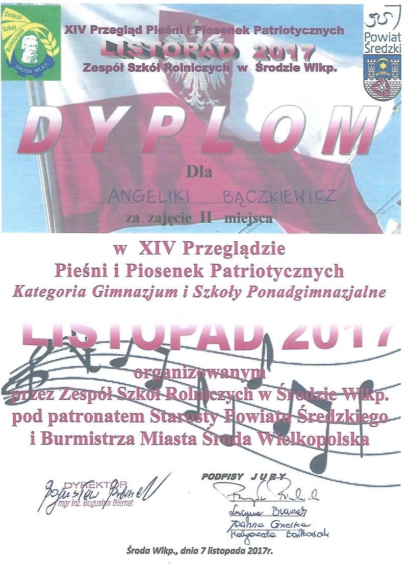 XIV PRZEGLĄD PIEŚNI I PIOSENEK PATRIOTYCZNYCH 2017