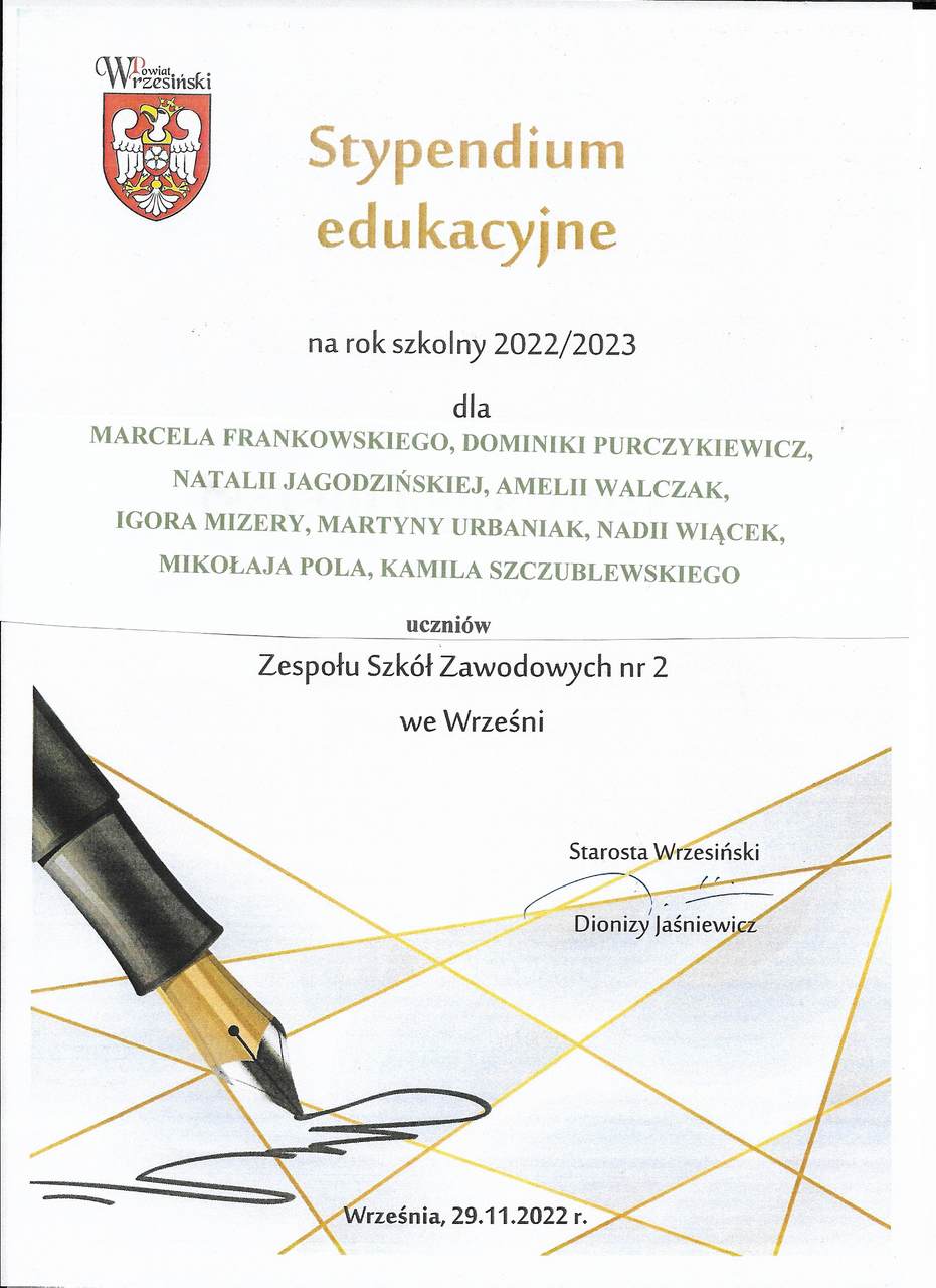 UROCZYSTOŚĆ WRĘCZENIA STYPENDIÓW EDUKACYJNYCH